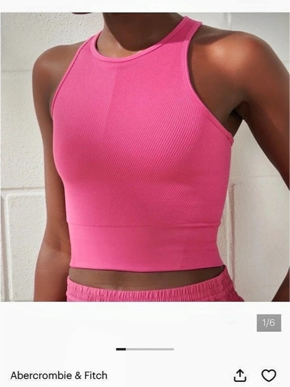 Abercrombie & Fitch YPB Seamless Crossover Ribbed Tank Ribbed Pink Tank